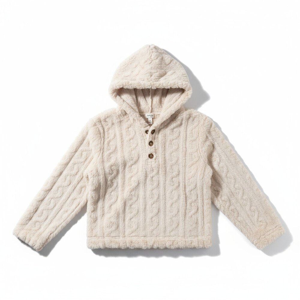 Speechless Big Girls Faux Fur Long Sleeve Sweater Ivory Size XL